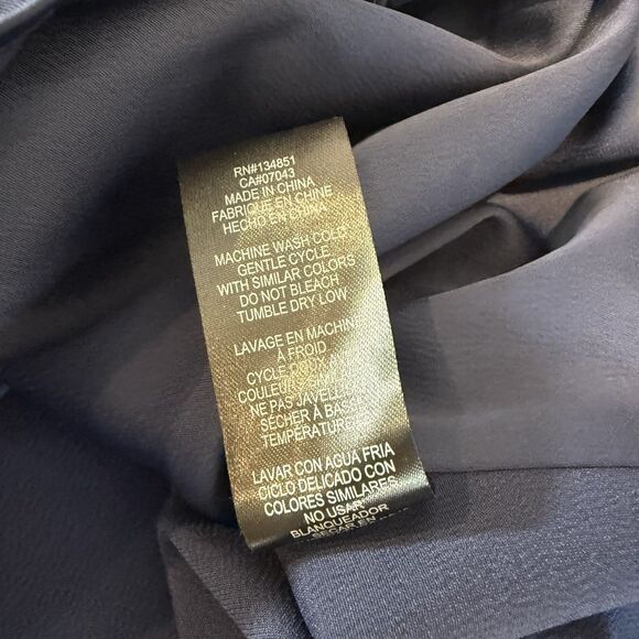 WAYF Pantsuit 2 Piece Satin Crop Tie Top Wide Leg Pants Navy Blue Large - Picture 13 of 14